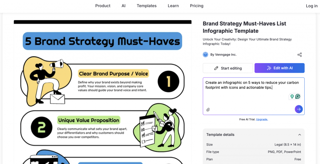 How to use Edit with AI option for Venngage's infographic templates